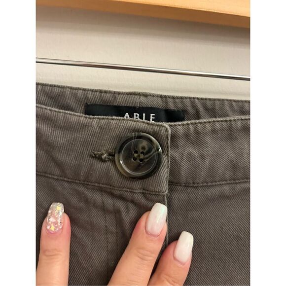 ABLE Aarti wide-leg ankle Four Leaf Clover pants size 0 olive green petite frien - Picture 4 of 11